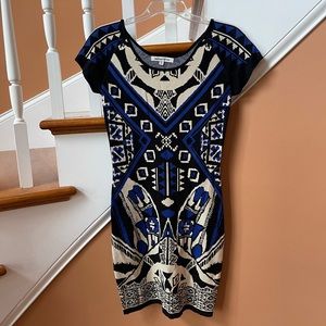 Excellent condition stretch knit tribal pattern size Med Jealous Tomato dress
